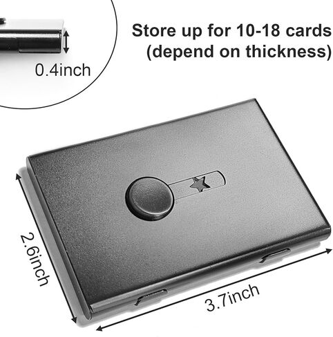 2 Pack Business Card Holder ,Stainless Steel Slide Out Thumb Drive Card Case for Men and Women,Portable Credit ID Name Card Wallet Black and Gray in Saudi Arabia