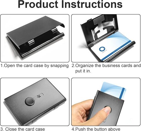 2 Pack Business Card Holder ,Stainless Steel Slide Out Thumb Drive Card Case for Men and Women,Portable Credit ID Name Card Wallet Black and Gray in Saudi Arabia