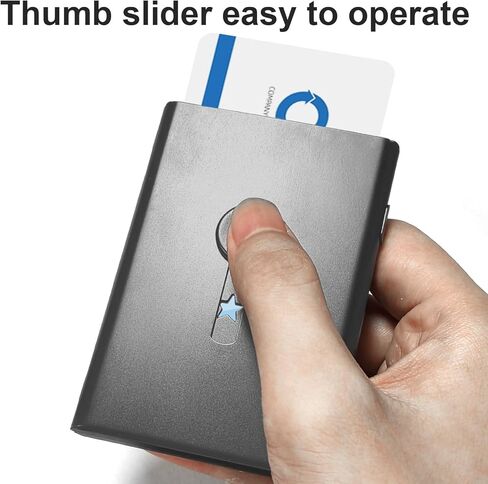 2 Pack Business Card Holder ,Stainless Steel Slide Out Thumb Drive Card Case for Men and Women,Portable Credit ID Name Card Wallet Black and Gray in Saudi Arabia