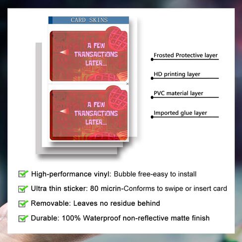 Thaph-Ky قطعتان من المعاملات القليلة لاحقًا لبطاقة الائتمان المضحكة لبطاقة الخصم البنكية | مفتاح الحماية وإضفاء الطابع الشخصي، بطاقة البنك - ملصق غطاء جلدي لبطاقة الائتمان مقاوم للماء ولا يحتوي على فقاعات، نحيف ومضاد للتجاعيد in Kuwait