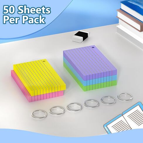 3x5 Inch-200 Count Index Cards with Key Ring, 4 Color Colored (50 Sheets Each) Flash Cards,Students, Teachers, Study Note Cards,table Note Taking for Office Home School in Saudi Arabia