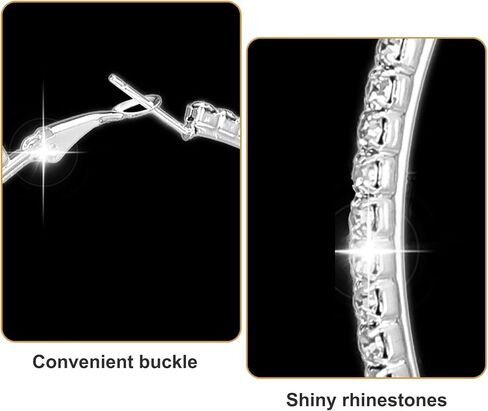 3 Pairs Rhinestone Hoop Earrings Set, 3/5/7 cm Shiny Round Party Lightweight Rhinestone Sparkly Hoop for Wedding Party Gift in Saudi Arabia