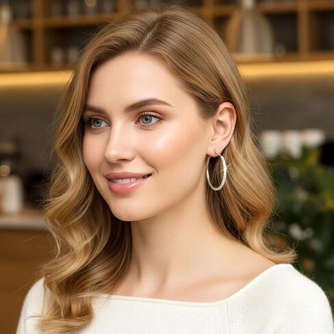 3 Pairs Rhinestone Hoop Earrings Set, 3/5/7 cm Shiny Round Party Lightweight Rhinestone Sparkly Hoop for Wedding Party Gift in Saudi Arabia