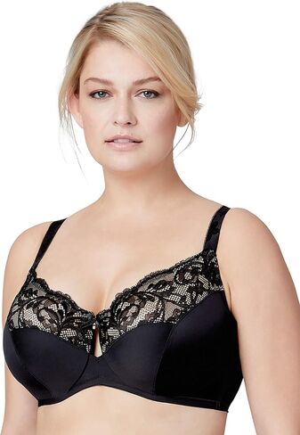 Bramour by Glamorise Womens Full Figure Plus Size Luxury Underwire Low Cut Keyhole Bra - Tribeca #7006Full Coverage Bra in Saudi Arabia