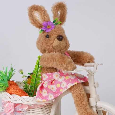 Juegoal Set of 2 Easter Tabletop Decorations Bunny Couple, 10" Rabbits Ride Bike, Cute Animal Figurine Gift, Easter Basket Filler Spring Home Kitchen Room Ornament in Saudi Arabia