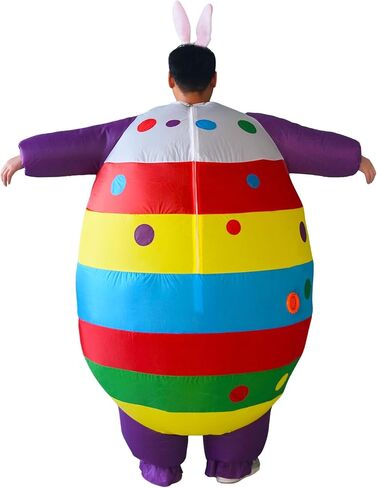 Inflatable Easter Egg Costume for Adults, Rainbow Color Blow Up Egg Suit with Bunny Ears, Funny Easter Bunny Cosplay Outfit for Easter Party, Parade, Spring Festival Cosplay in Saudi Arabia