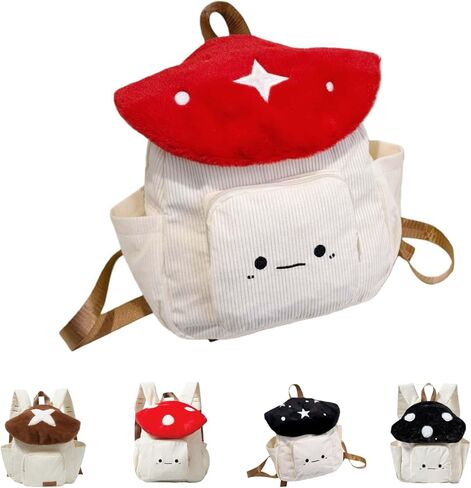 Cute Kawaii Mushroom Shaped Backpack Crossbody Bags Purse for Women Trendy Cartoon Travel Versatile Shoulder Handbag (Red Circle) in Saudi Arabia