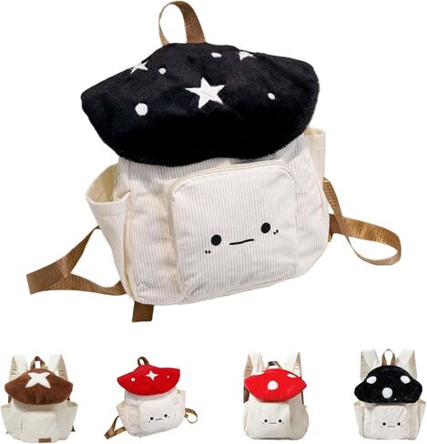 Cute Kawaii Mushroom Shaped Backpack Crossbody Bags Purse for Women Trendy Cartoon Travel Versatile Shoulder Handbag (Red Circle) in Saudi Arabia
