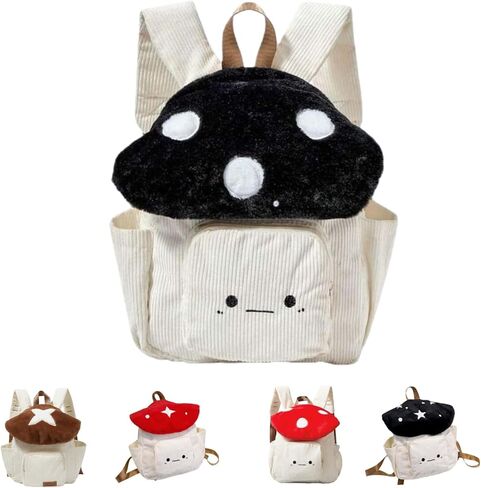 Cute Kawaii Mushroom Shaped Backpack Crossbody Bags Purse for Women Trendy Cartoon Travel Versatile Shoulder Handbag (Red Circle) in Saudi Arabia