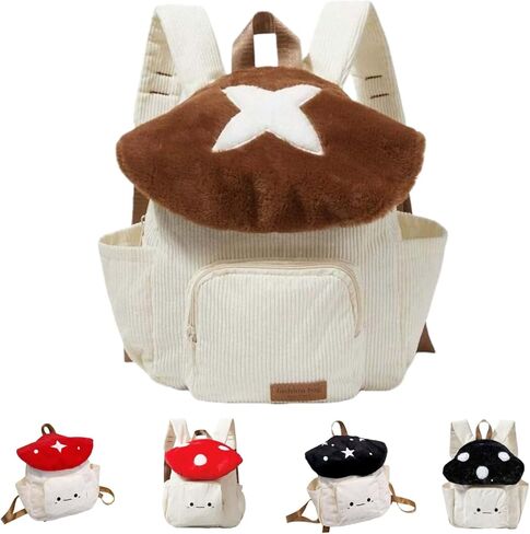 Cute Kawaii Mushroom Shaped Backpack Crossbody Bags Purse for Women Trendy Cartoon Travel Versatile Shoulder Handbag (Red Circle) in Saudi Arabia