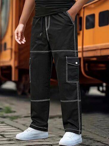Black Workwear Utility Pants for Men Heavy Duty Tactical Cargo Trousers Outdoor Hikin in Saudi Arabia