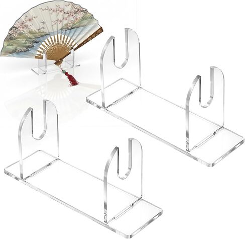 2 Pcs Acrylic Fan Display Stand, Clear Fan Display Holder Base Easel FoldingFan Holder Japanese Chinese Hand Fans Storage Holders Displays Stand for Fans Displays & Organization in Saudi Arabia