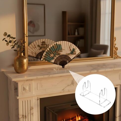 2 Pcs Acrylic Fan Display Stand, Clear Fan Display Holder Base Easel FoldingFan Holder Japanese Chinese Hand Fans Storage Holders Displays Stand for Fans Displays & Organization in Saudi Arabia