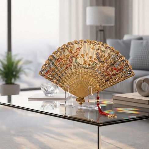 2 Pcs Acrylic Fan Display Stand, Clear Fan Display Holder Base Easel FoldingFan Holder Japanese Chinese Hand Fans Storage Holders Displays Stand for Fans Displays & Organization in Saudi Arabia