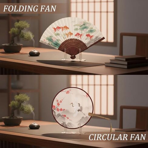 2 Pcs Acrylic Fan Display Stand, Clear Fan Display Holder Base Easel FoldingFan Holder Japanese Chinese Hand Fans Storage Holders Displays Stand for Fans Displays & Organization in Saudi Arabia