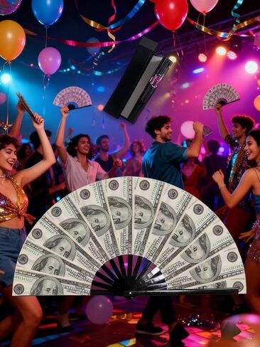 أكوام المال/مروحة المال، مراوح تزيينية قابلة للطي، مروحة فرقعة للرقص الخطي، EDM Music Festival Club Event Party Dance Concert Wedding Saloon Cosplay (بالدولار) in Kuwait