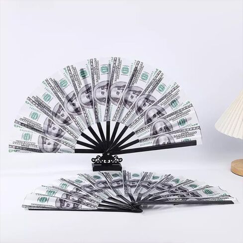 أكوام المال/مروحة المال، مراوح تزيينية قابلة للطي، مروحة فرقعة للرقص الخطي، EDM Music Festival Club Event Party Dance Concert Wedding Saloon Cosplay (بالدولار) in Kuwait