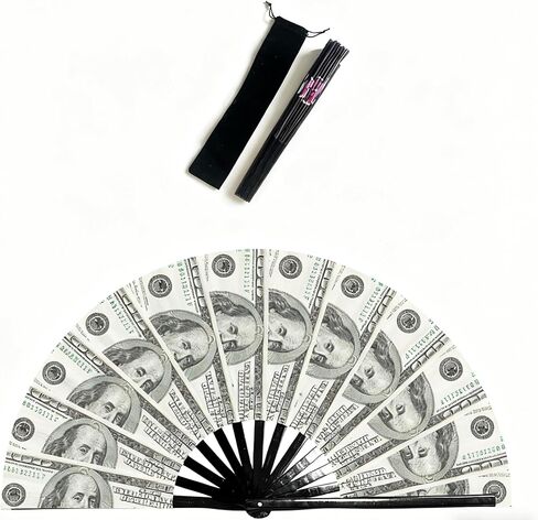 أكوام المال/مروحة المال، مراوح تزيينية قابلة للطي، مروحة فرقعة للرقص الخطي، EDM Music Festival Club Event Party Dance Concert Wedding Saloon Cosplay (بالدولار) in Kuwait