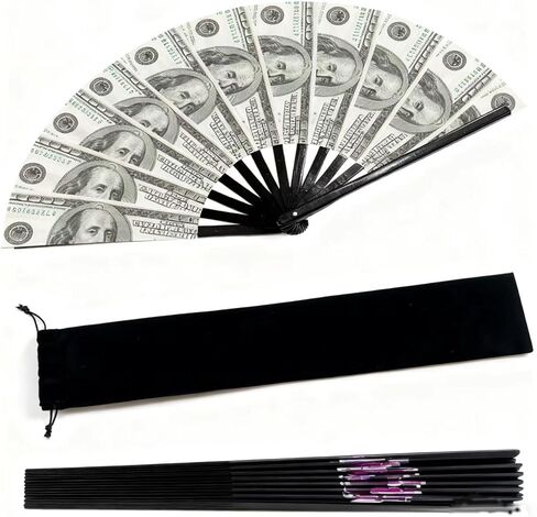 أكوام المال/مروحة المال، مراوح تزيينية قابلة للطي، مروحة فرقعة للرقص الخطي، EDM Music Festival Club Event Party Dance Concert Wedding Saloon Cosplay (بالدولار) in Kuwait