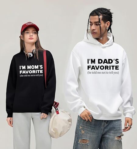 Im Moms Favorite Sweatshirt & Hoodie Funny She Told Me Not To Tell You Mom's & Dad's Favorite Daughter Sweatshirt in Saudi Arabia