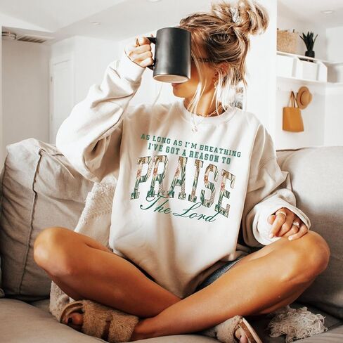 As Long As I'm Breathing I've Got a Reason To Praise Sweatshirt, Praise the Lord Shirt, Brandon Lake Elevation Worship Christian Sweatshirt White in Saudi Arabia