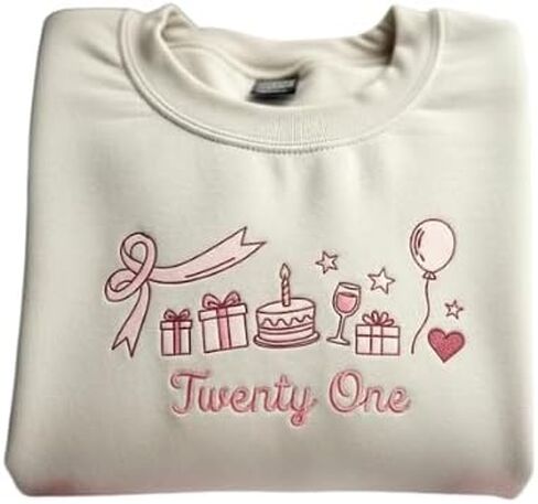 Birthday Girl Embroidered Sweatshirt – Custom Name Pastel Bow Crewneck – Cute Coquette Birthday Gift for Girls, Teens, Women in Saudi Arabia