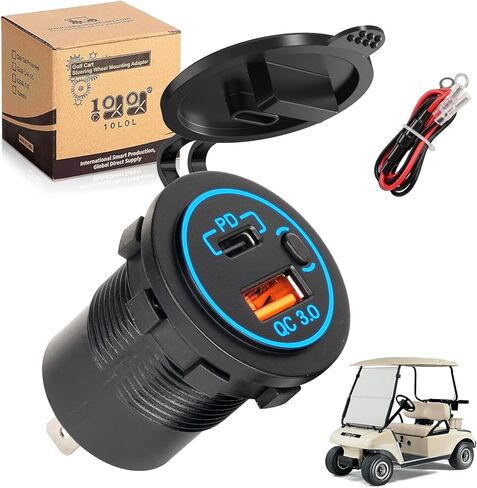 Universal Quick Charge 3.0 Dual USB Charger Socket for Car Truck Golf Cart UTV ATV Boat, Waterproof USB Charging Port, 12V Input in Saudi Arabia