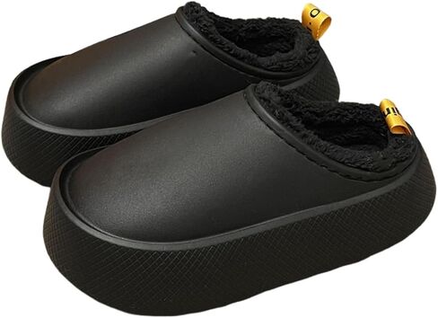 شباشب نسائية مبطنة بالفراء بلون سادة، شباشب دافئة غامضة، شبشب شتوي مقاوم للماء للاستخدام الداخلي والخارجي in Kuwait