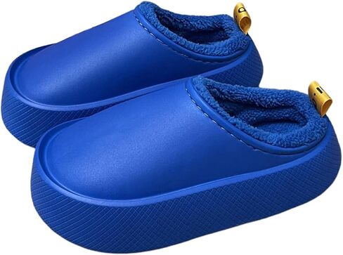 Women Fur Lined Solid Color Soft Slippers Warm Fuzzy Slippers Winter Waterproof Indoor Outdoor Slipper in Saudi Arabia