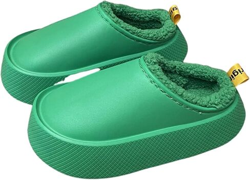 Women Fur Lined Solid Color Soft Slippers Warm Fuzzy Slippers Winter Waterproof Indoor Outdoor Slipper in Saudi Arabia