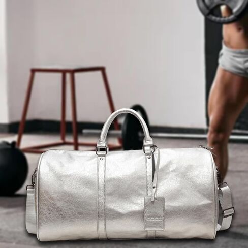 Sports Gym Bag Overnight Bag Large Shoulder Bag Adjustable Shoulder Strap Business Travel Bag Carry on Bag for Outdoor Travel, Silver in Saudi Arabia