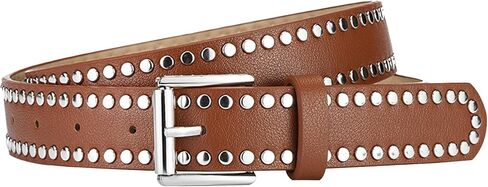 SEAUR Women Men 107x2.8cm PU Leather Double Grommet Belt PU Leather Y2K Punk Jeans Dress Wear in Saudi Arabia