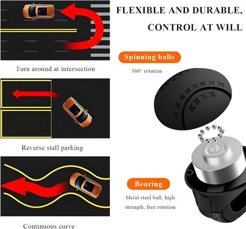 Steering Wheel Spinner, Anti-Slip Silicone Power Handle Knob with Metal Ball Bearing, 360° Rotatable Steering Wheel Auxiliary Booster Ball for Most Vehicles, Car Accessories in Saudi Arabia