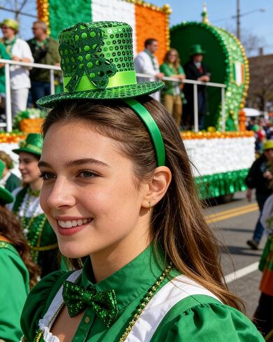 St. Patrick's Day Green Mini Top Hat Headband Irish Sequin Shamrock Leprechaun Hat Headband Saint Patty's Day Accessories for Men Women in Kuwait