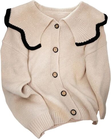MakeMeChic Women's Cardigan Sweaters Button Down Doll Collar Long Sleeve Cute Outerwear Knitwear Trendy in Saudi Arabia
