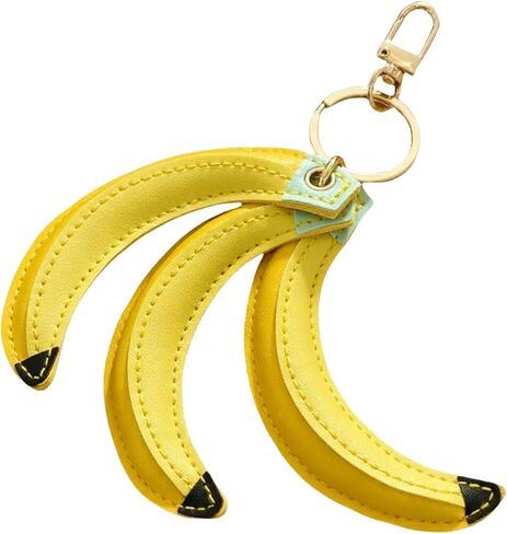 سلسلة مفاتيح من جلد الموز - سلاسل مفاتيح فواكه من جلد البولي يوريثان نابض بالحياة مع إبزيم معدني، ملحق حقيبة للنساء، قلادة محفظة، قلادة حقيبة مدرسية، هدية للنساء ومحبي الحلي الرقيقة in Kuwait
