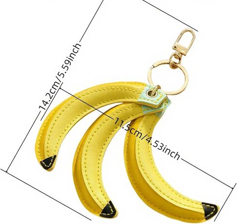 سلسلة مفاتيح من جلد الموز - سلاسل مفاتيح فواكه من جلد البولي يوريثان نابض بالحياة مع إبزيم معدني، ملحق حقيبة للنساء، قلادة محفظة، قلادة حقيبة مدرسية، هدية للنساء ومحبي الحلي الرقيقة in Kuwait
