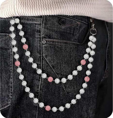 Men's Punk Pants Chains Wallet Chain with Rhinestones, Layered Jeans Key Chain Pocket Chains Gifts for Men Women in Saudi Arabia