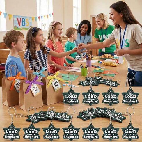 24 قطعة Vbs 2026 الرب هو سلاسل المفاتيح الراعي الخاص بي معبر سلتيك عقدة المفاتيح الكتاب المقدس المسيحي هدايا اللون الزمردي لأنشطة Vbs الكنيسة 2026 تبادل الهدايا in Kuwait
