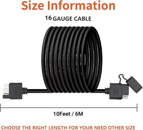 16 AWG 10 FT 4 Pin Trailer Connector Pure Copper Male and Female Trailer Wire Extension Cable with Jacket Cable Heavy Duty Flat 4 Wire Plug with Dust Cover in Saudi Arabia