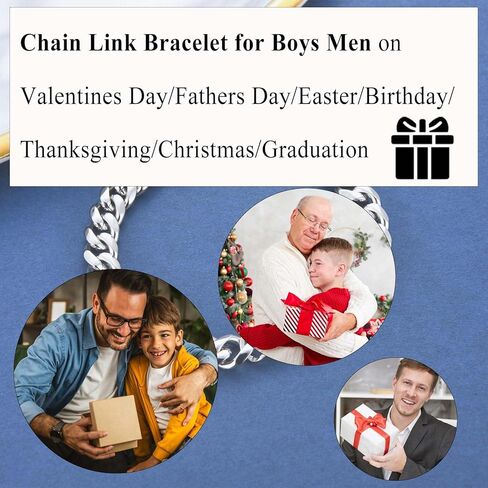 سوار رجالي للأولاد في سن المراهقة للأب والأب والعم والزوج والأب والابن والزوج وابن الأخ والأخ، 9 مم من الفولاذ المقاوم للصدأ الكوبي سلسلة ربط سوار مجوهرات عيد الحب الأب عيد الميلاد هدايا التخرج in Kuwait