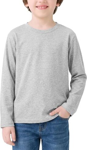 Kids Boys Long Sleeve Crewneck T-Shirts Tee Tops 4-12Years in Saudi Arabia