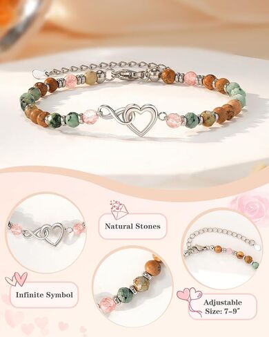 Shonyin Everlasting Heart Bracelet for Her Girlfriend Women Gifts with Meaningful Card Valentines Birthday Christmas in Saudi Arabia