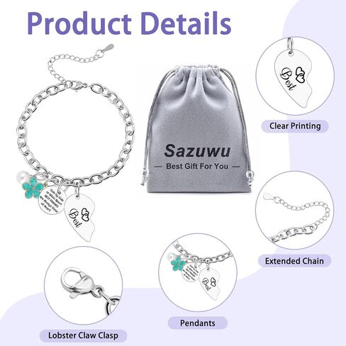 Sazuwu 2PCS سوار الصداقة للنساء هدية الصداقة الفريدة أفضل صديق مجوهرات ل Bestie Bff Soul Sister لمسافات طويلة هدية عيد ميلاد للأصدقاء سوار الفولاذ المقاوم للصدأ لأنثىها in Saudi Arabia