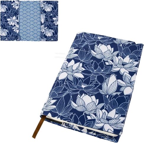 غلاف كتاب ورقي الغلاف مع نمط زهرة اللوتس، أغلفة الكتب للأغلفة الورقية، غطاء غبار للكتب من القماش الناعم القابل للتعديل مع إشارة مرجعية للجيب لهدايا محبي الكتب in Kuwait