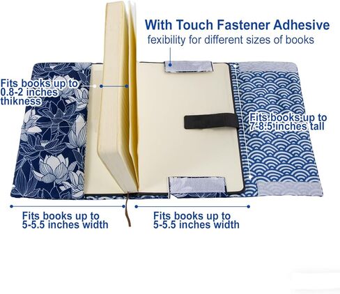 غلاف كتاب ورقي الغلاف مع نمط زهرة اللوتس، أغلفة الكتب للأغلفة الورقية، غطاء غبار للكتب من القماش الناعم القابل للتعديل مع إشارة مرجعية للجيب لهدايا محبي الكتب in Kuwait