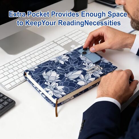 غلاف كتاب ورقي الغلاف مع نمط زهرة اللوتس، أغلفة الكتب للأغلفة الورقية، غطاء غبار للكتب من القماش الناعم القابل للتعديل مع إشارة مرجعية للجيب لهدايا محبي الكتب in Kuwait