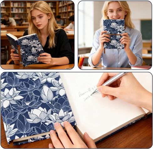 غلاف كتاب ورقي الغلاف مع نمط زهرة اللوتس، أغلفة الكتب للأغلفة الورقية، غطاء غبار للكتب من القماش الناعم القابل للتعديل مع إشارة مرجعية للجيب لهدايا محبي الكتب in Kuwait
