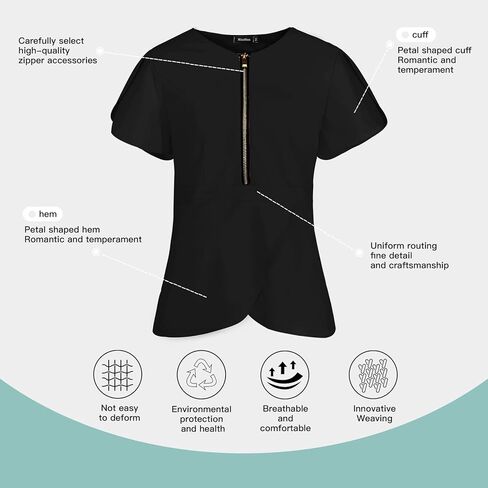 Women Scrub Top Workwear V-Neck with Zipper Women Medical Uniform Shirt for Doctors in Saudi Arabia