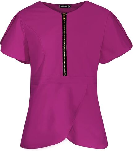 Women Scrub Top Workwear V-Neck with Zipper Women Medical Uniform Shirt for Doctors in Saudi Arabia